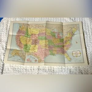Rare Vintage Tide Promo Rand McNally U.S. Wall Map